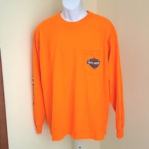 HARLEY-DAVIDSON ® NEW SMYNA MEN'S  LONG SLEEVE CREWNECK, SAFETY ORANGE T-SHIRT